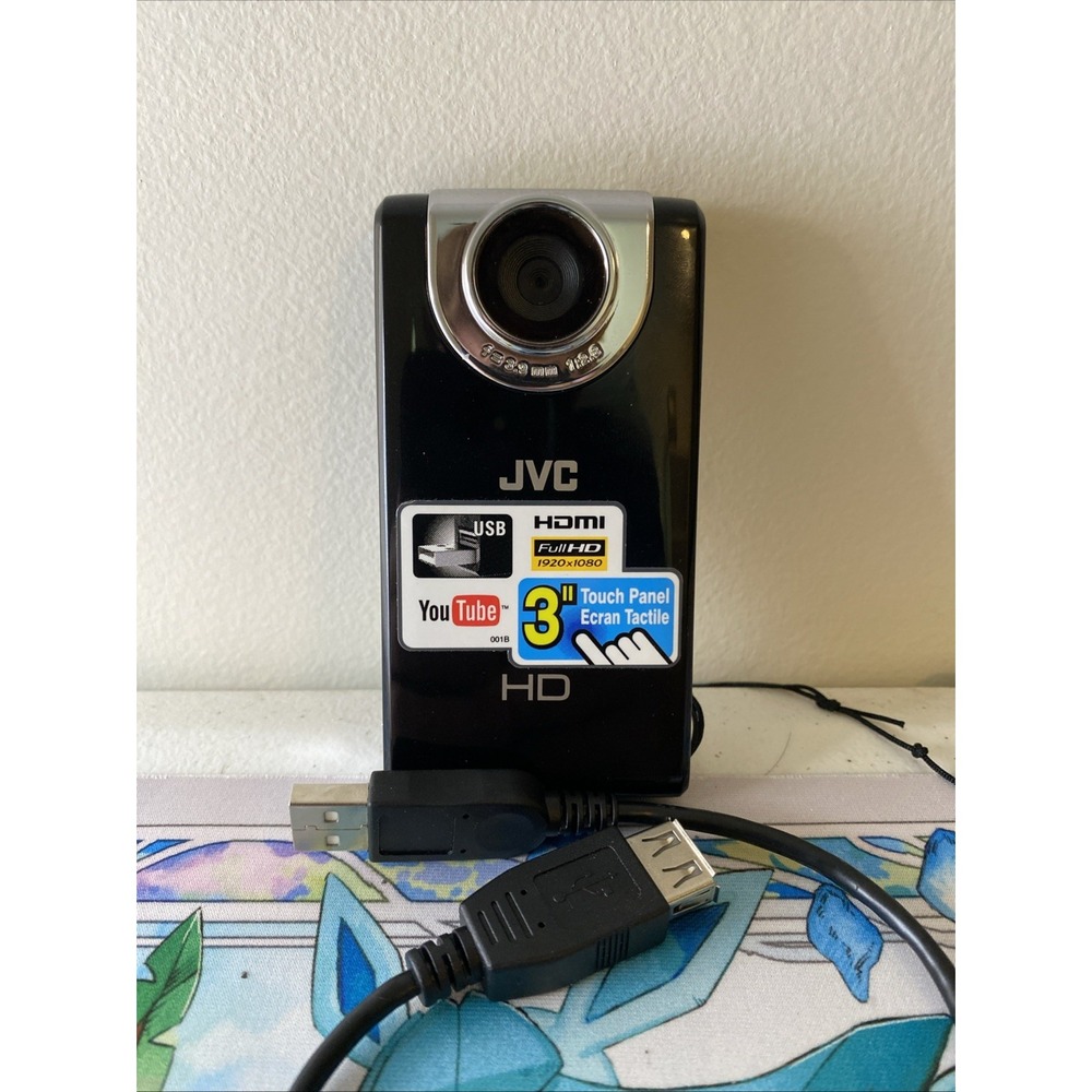 JVC PICSIO GC-FM2BU Full HD Video Pocket Camcorder Touch Screen Black GC-FM2BUSM